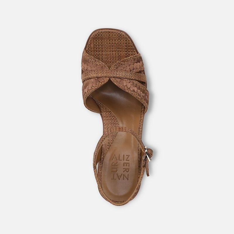Naturalizer Women's Katalina Platform Sandal - Brown Raffia Fabric