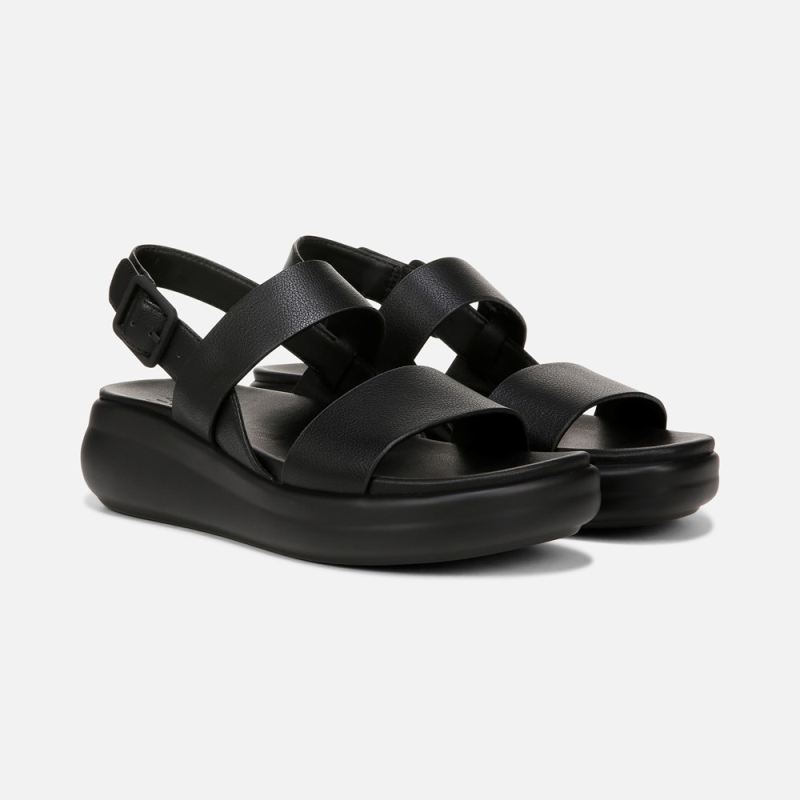 Naturalizer Women's Coast Wedge Sandal - Tumbled Black Faux Leather