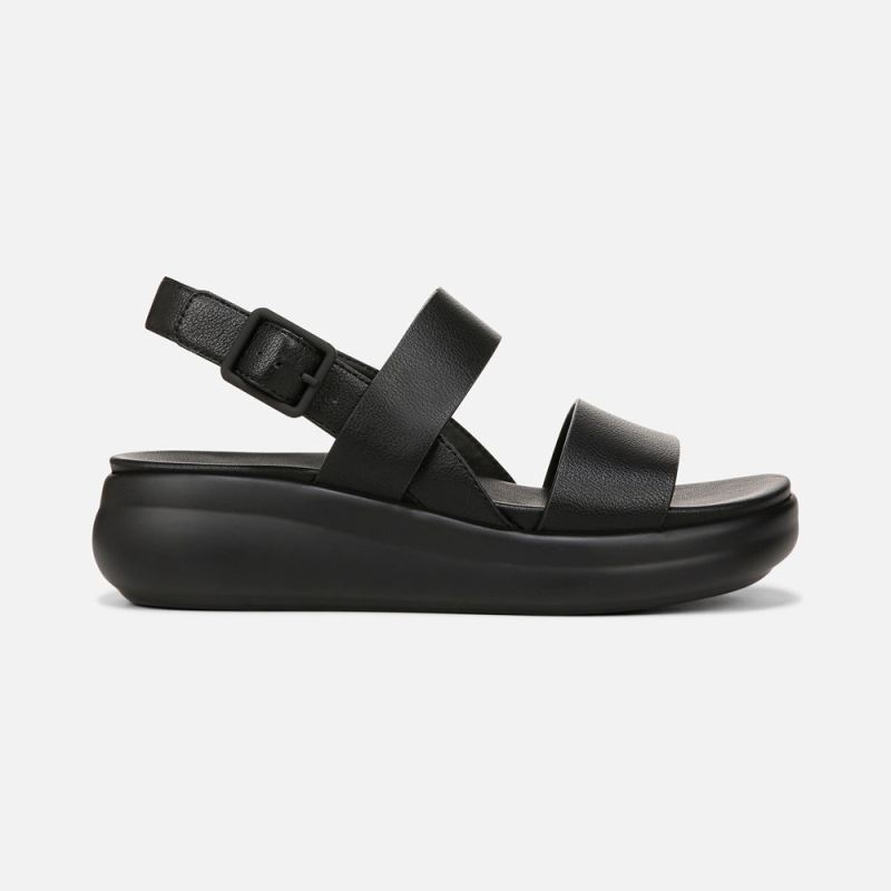 Naturalizer Women's Coast Wedge Sandal - Tumbled Black Faux Leather