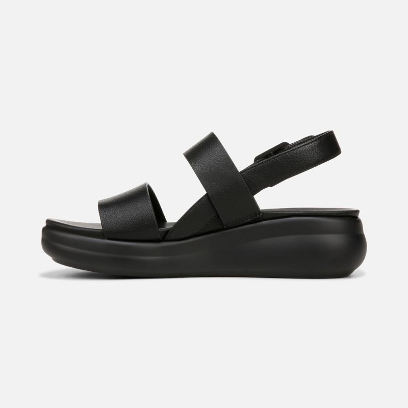 Naturalizer Women's Coast Wedge Sandal - Tumbled Black Faux Leather