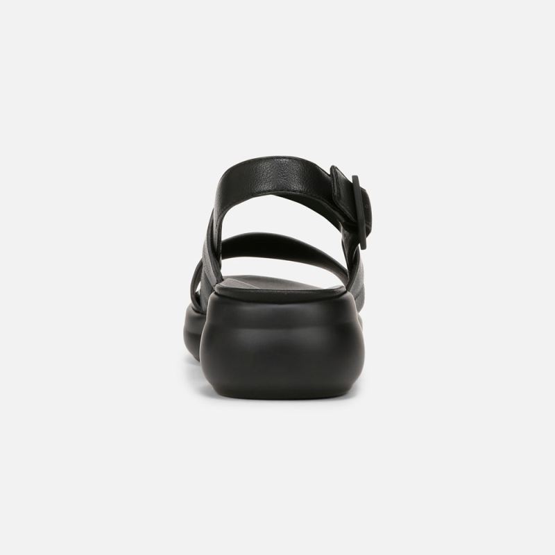 Naturalizer Women's Coast Wedge Sandal - Tumbled Black Faux Leather