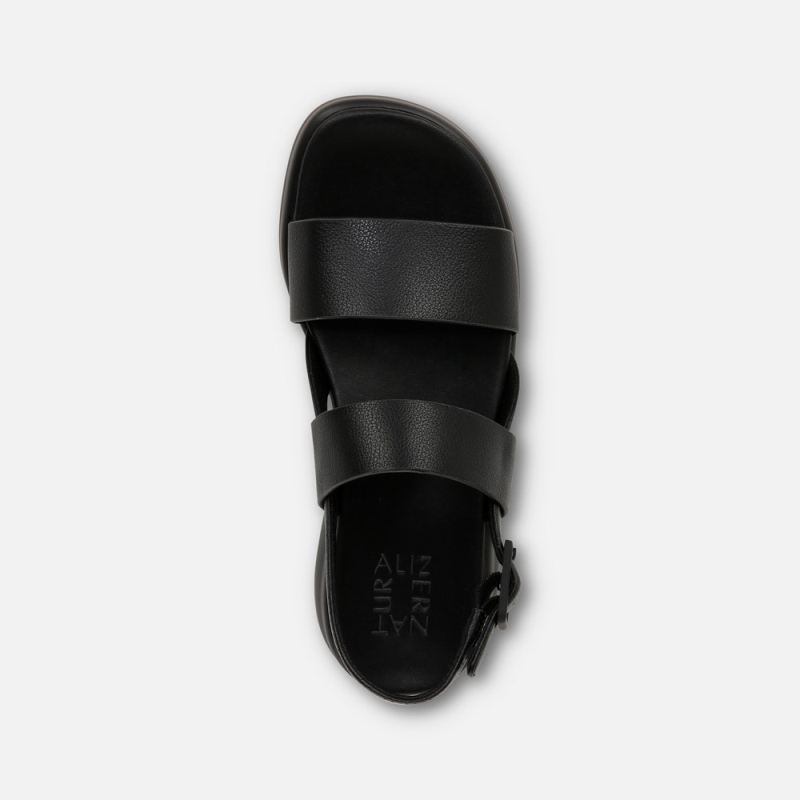 Naturalizer Women's Coast Wedge Sandal - Tumbled Black Faux Leather