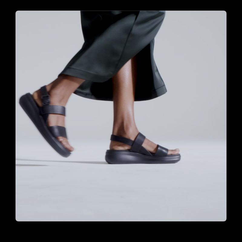 Naturalizer Women's Coast Wedge Sandal - Tumbled Black Faux Leather