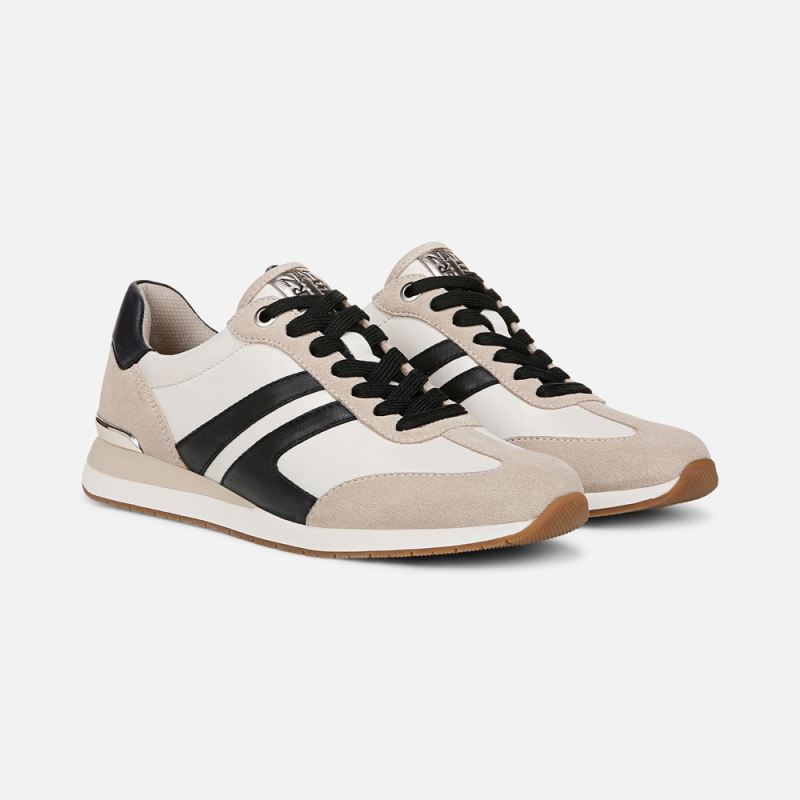 Naturalizer Women's Lorena Lace Up Sneaker - Off White Fabric \u0026 Suede