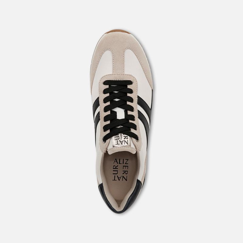 Naturalizer Women's Lorena Lace Up Sneaker - Off White Fabric \u0026 Suede