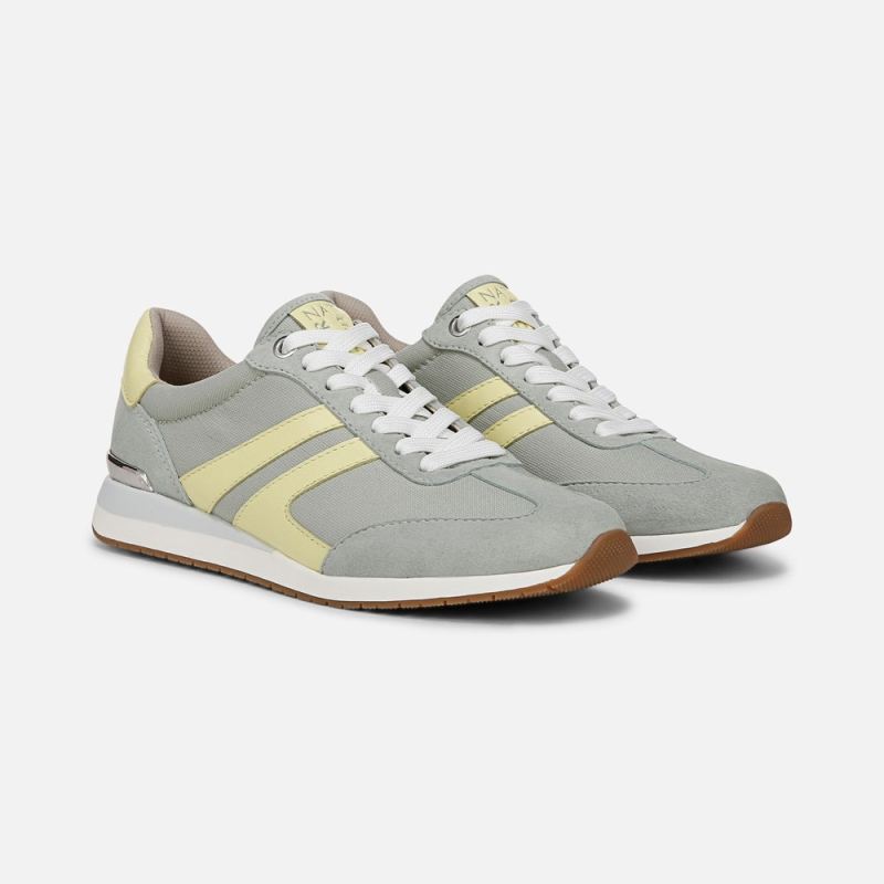 Naturalizer Women's Lorena Lace Up Sneaker - Pistachio Fabric \u0026 Suede