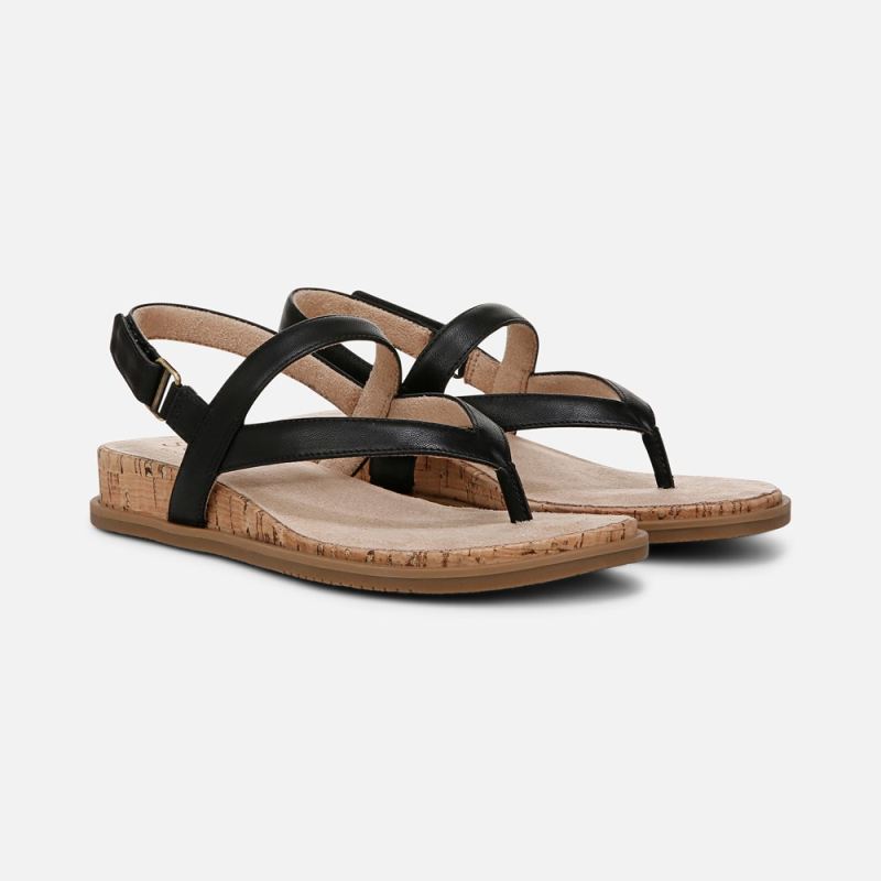 Naturalizer Women's SOUL Carolyn Sandal - Black Faux Leather