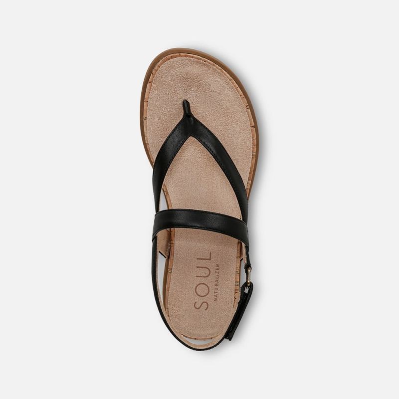 Naturalizer Women's SOUL Carolyn Sandal - Black Faux Leather