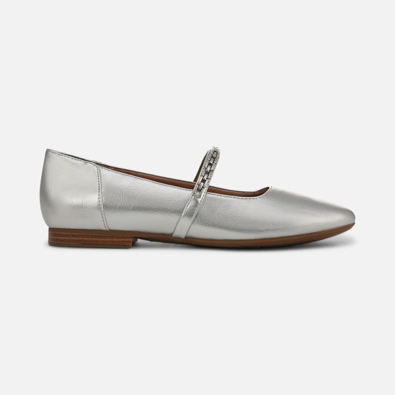 Naturalizer Women's Kelly Chain Mary Jane Flat - Silver Faux Leather