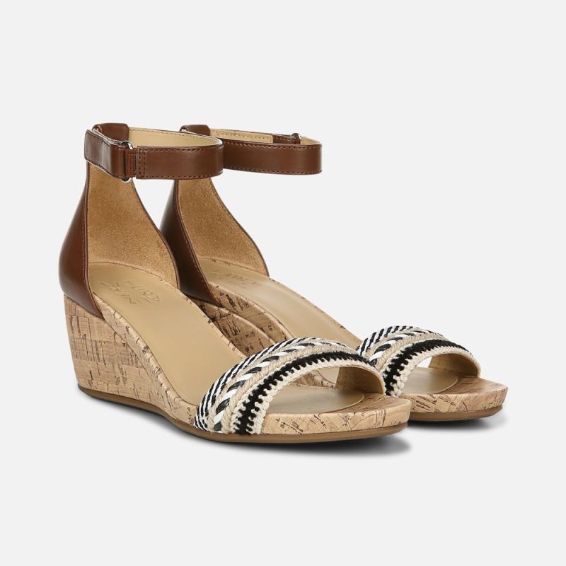 Naturalizer Women's Areda Wedge Sandal - Multi Fabric/Tan Synthetic