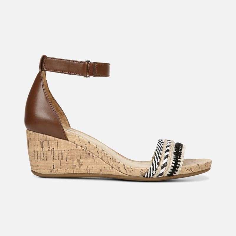 Naturalizer Women's Areda Wedge Sandal - Multi Fabric/Tan Synthetic