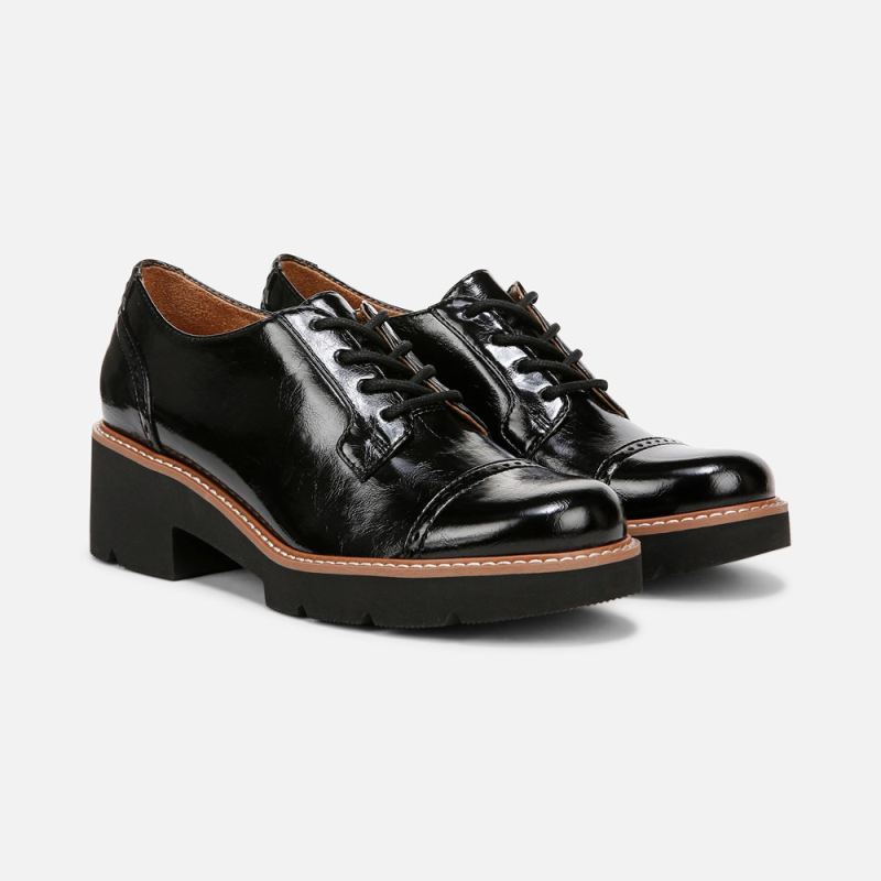 Naturalizer Women's Cabaret Lace Up Lug Derby - Black Faux Leather
