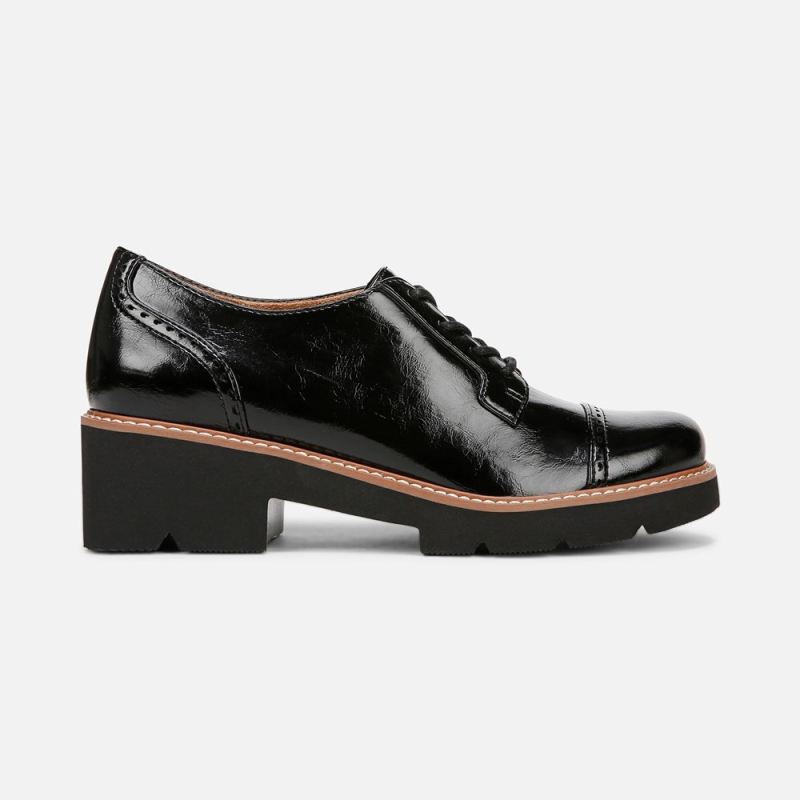 Naturalizer Women's Cabaret Lace Up Lug Derby - Black Faux Leather