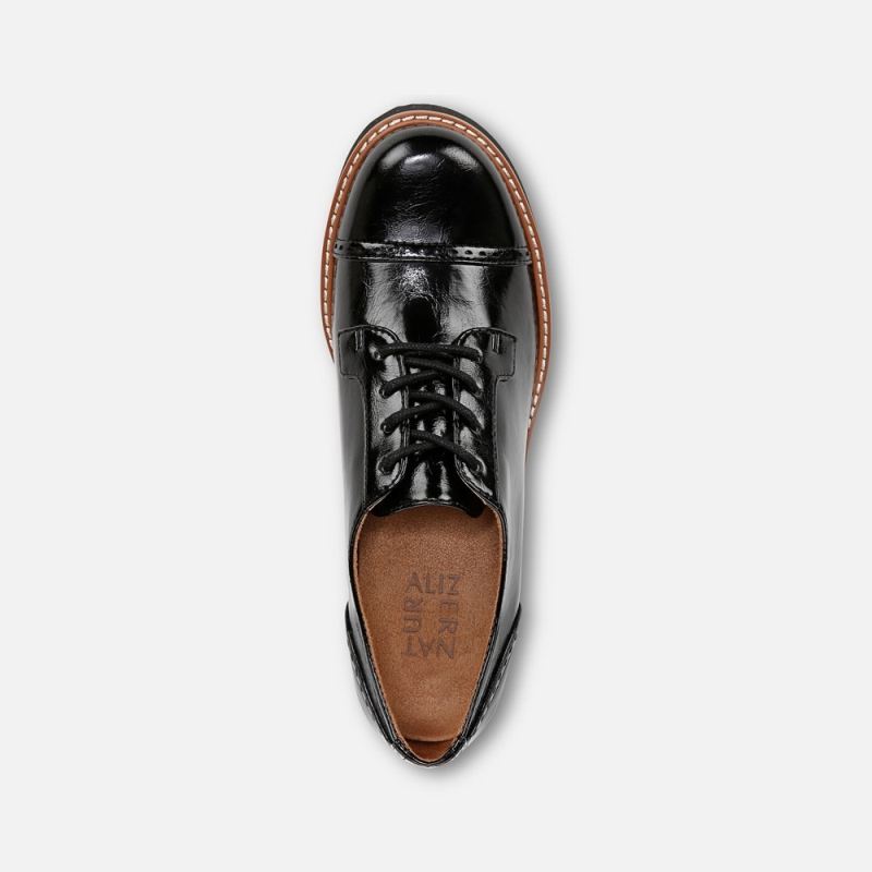 Naturalizer Women's Cabaret Lace Up Lug Derby - Black Faux Leather