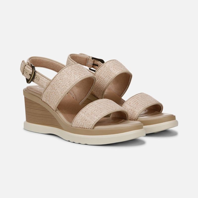 Naturalizer Women's SOUL Livia 2 Wedge Sandal - Light Natural Fabric