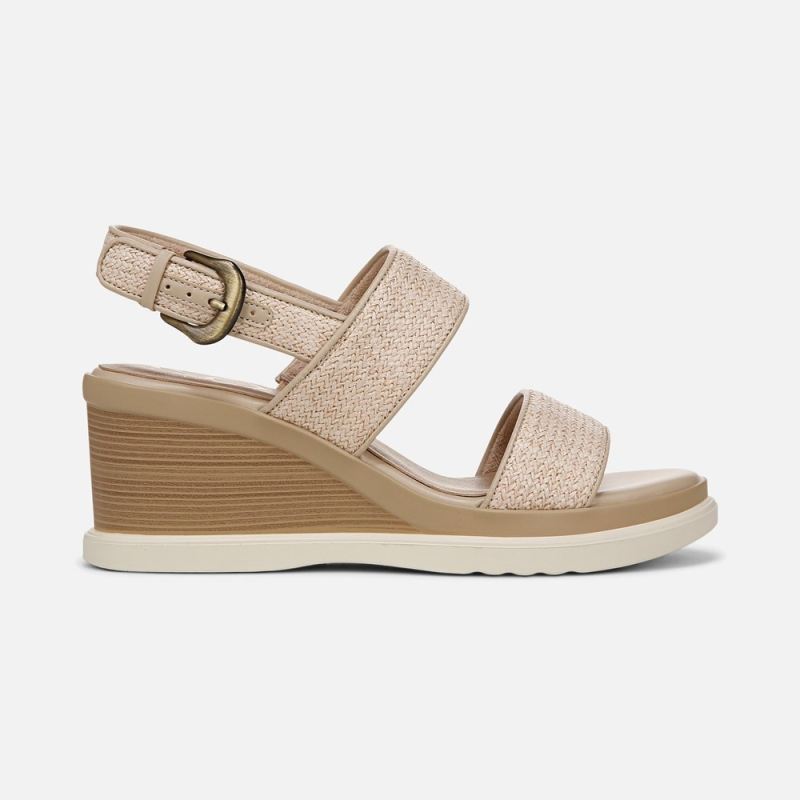 Naturalizer Women's SOUL Livia 2 Wedge Sandal - Light Natural Fabric