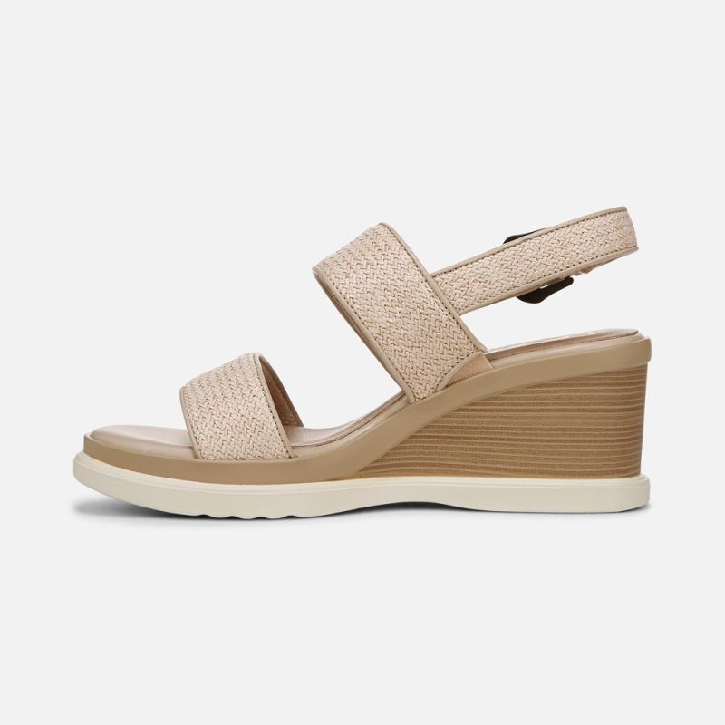 Naturalizer Women's SOUL Livia 2 Wedge Sandal - Light Natural Fabric