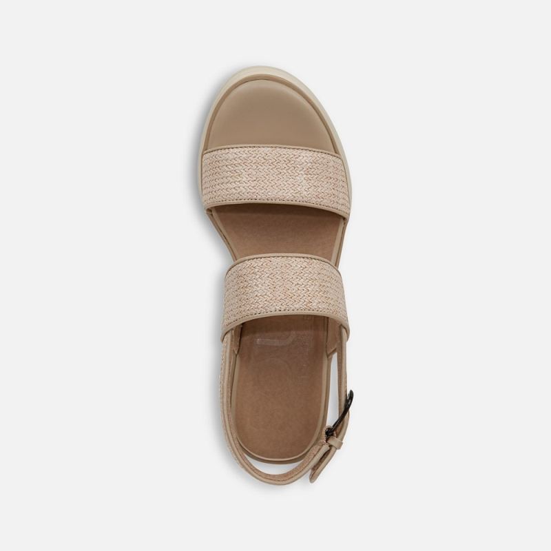 Naturalizer Women's SOUL Livia 2 Wedge Sandal - Light Natural Fabric