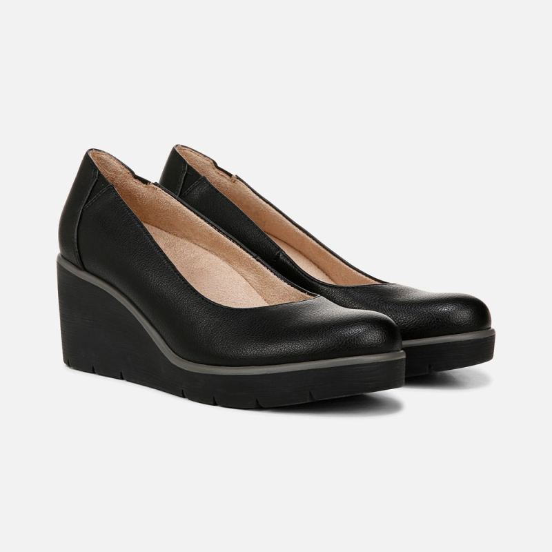 Naturalizer Women's SOUL About Time Wedge Pump - Black Faux Leather