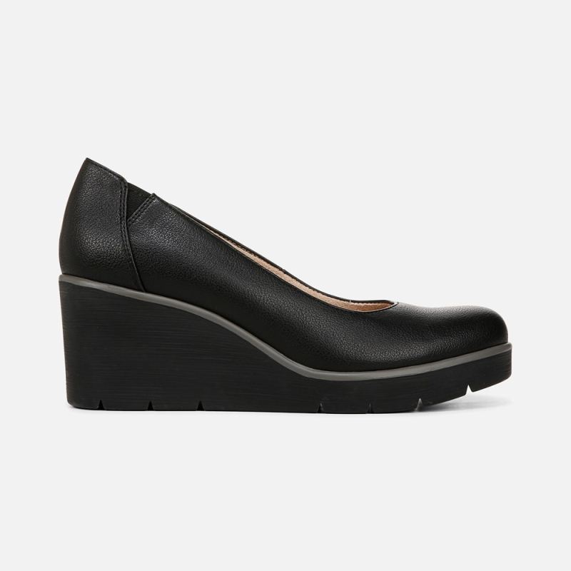 Naturalizer Women's SOUL About Time Wedge Pump - Black Faux Leather