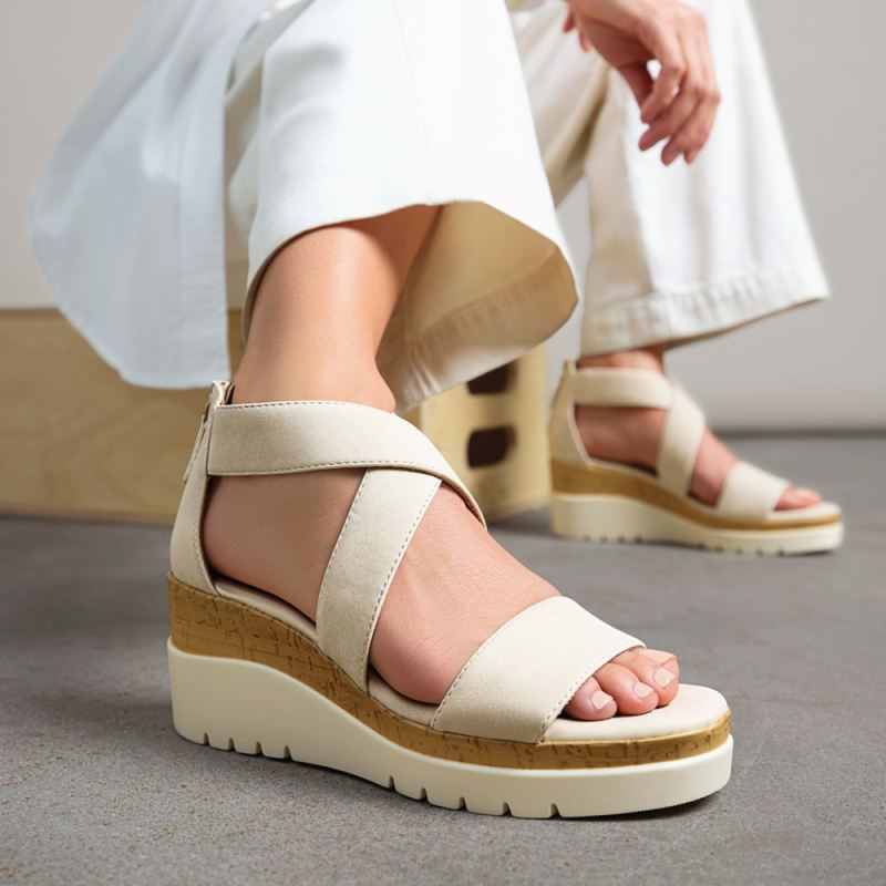 Naturalizer Women's Soul Goodtimes Wedge Sandal - Porcelain Synthetic