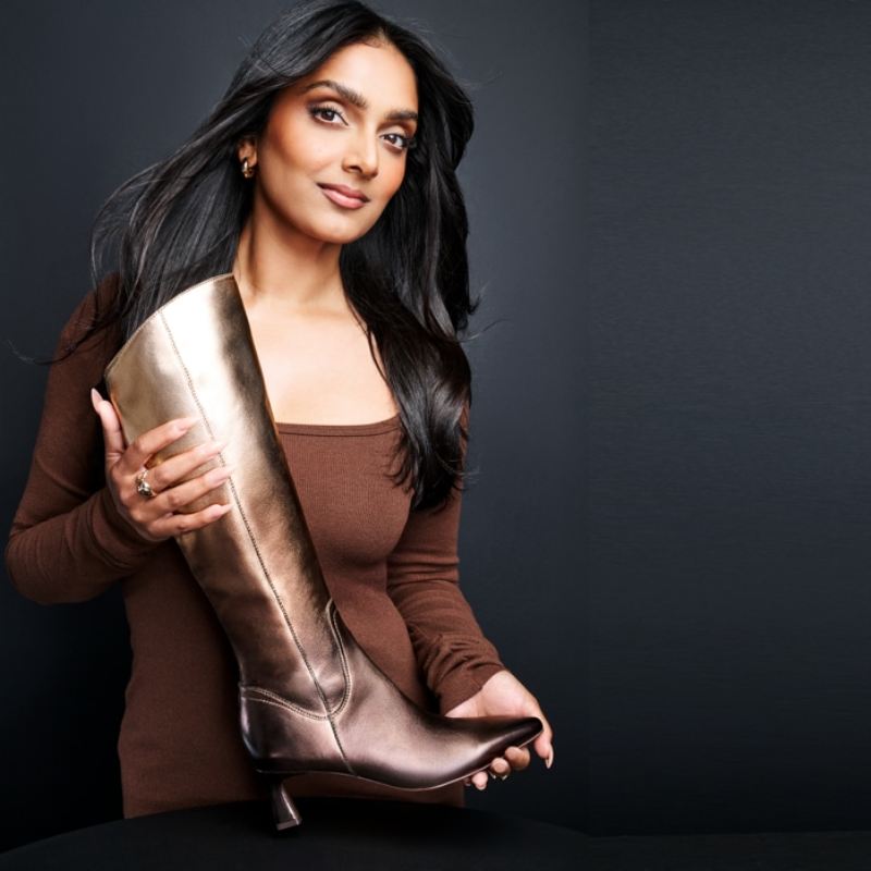 Naturalizer Women's Deesha Unity Narrow Calf Boot by Deepica Mutyala - Unity Metallic Leather