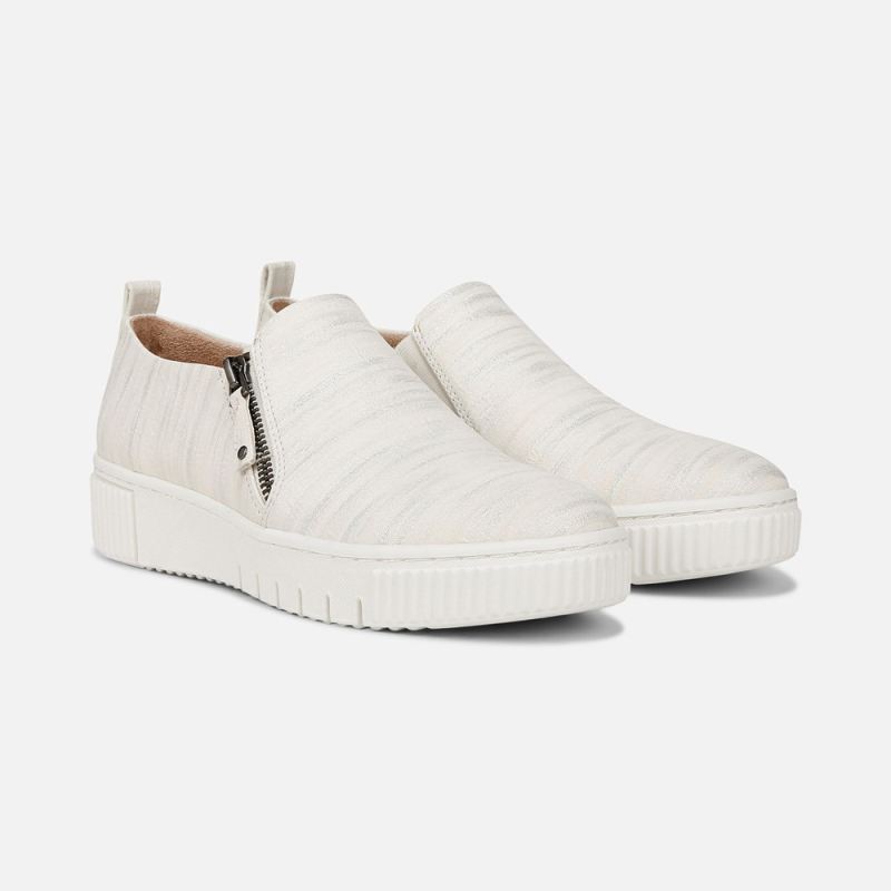 Naturalizer Women's SOUL Turner Slip On Sneaker - White Metallic Faux Leather