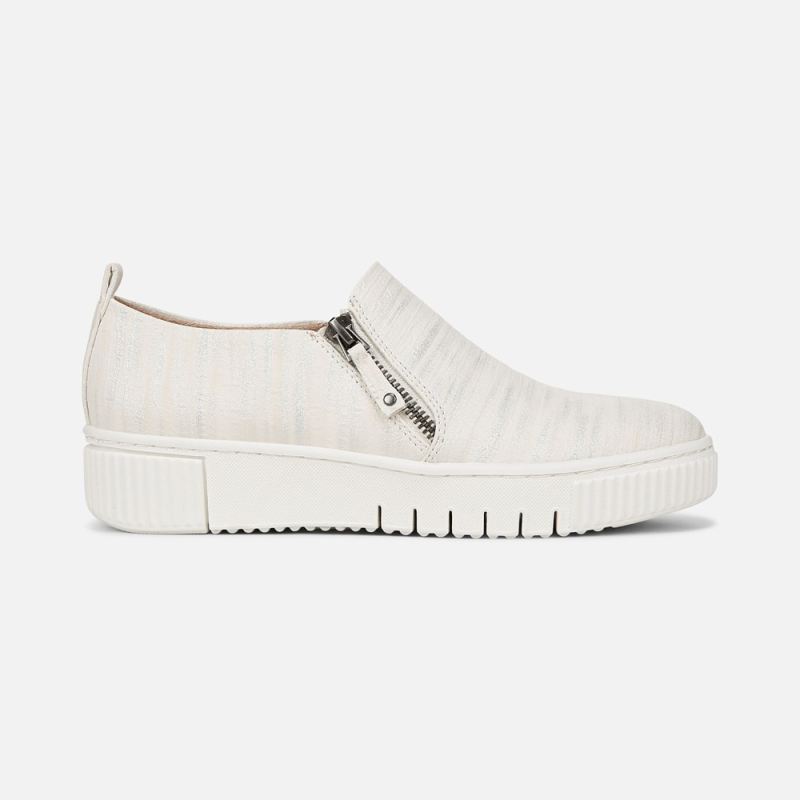 Naturalizer Women's SOUL Turner Slip On Sneaker - White Metallic Faux Leather