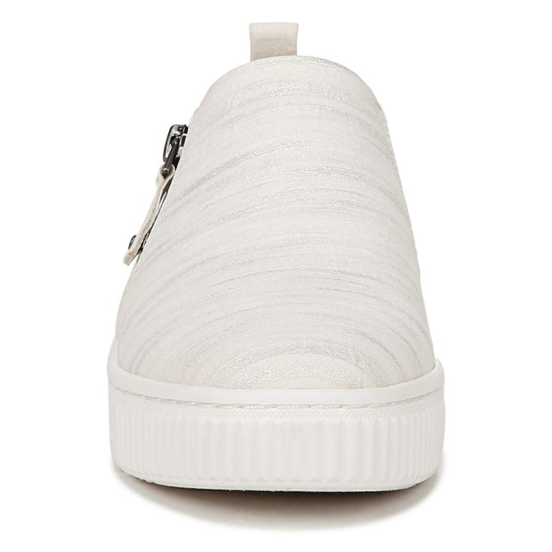 Naturalizer Women's SOUL Turner Slip On Sneaker - White Metallic Faux Leather