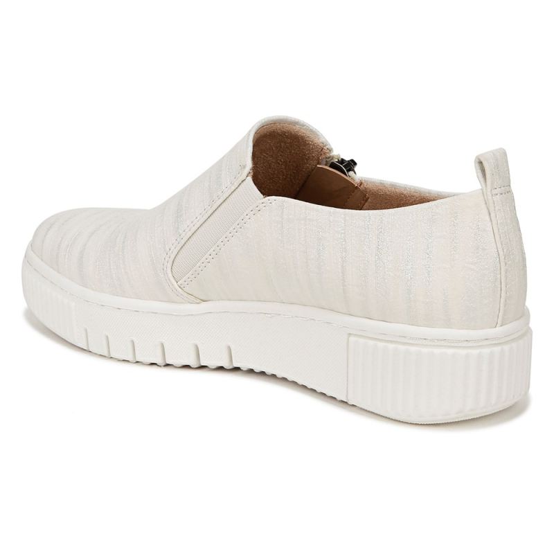 Naturalizer Women's SOUL Turner Slip On Sneaker - White Metallic Faux Leather