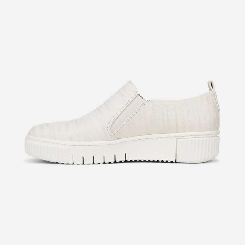 Naturalizer Women's SOUL Turner Slip On Sneaker - White Metallic Faux Leather