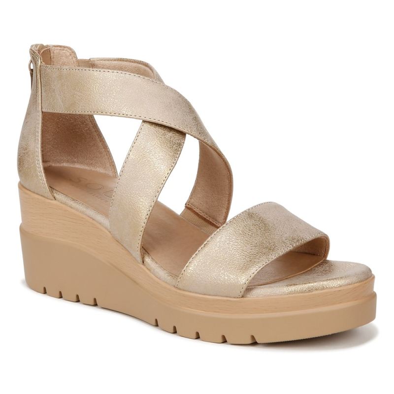 Naturalizer Women's Soul Goodtimes Wedge Sandal - Gold Faux Leather