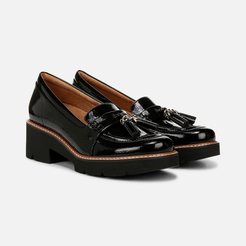Naturalizer Women's Committed Lug Loafer - Black Faux Patent Leather
