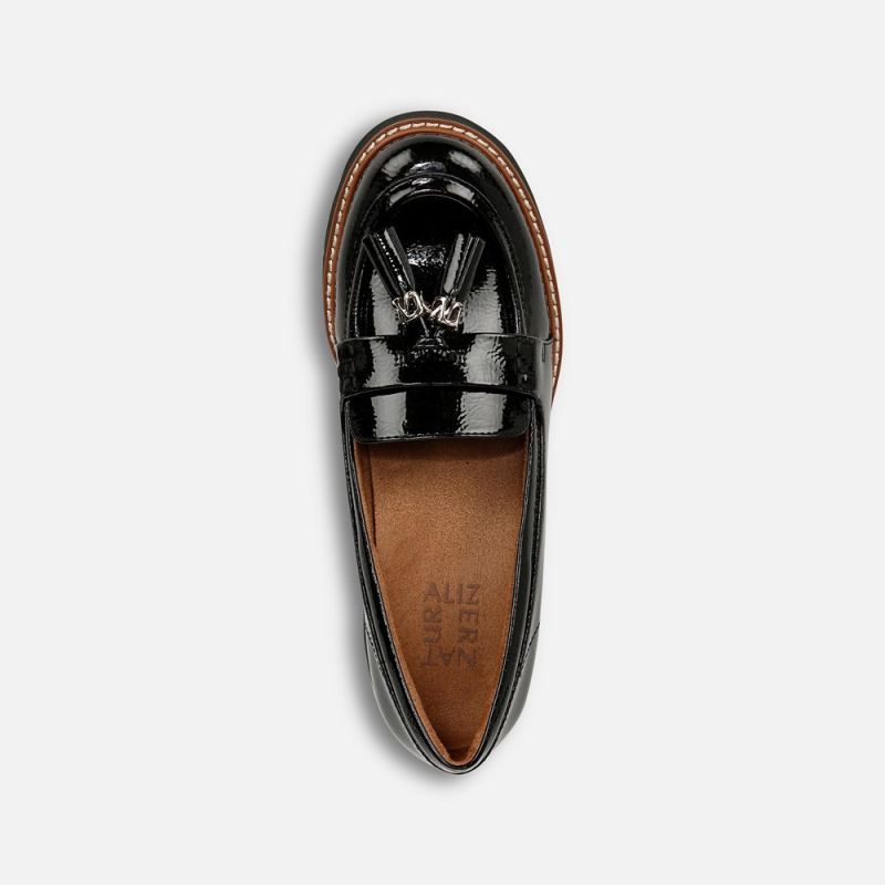 Naturalizer Women's Committed Lug Loafer - Black Faux Patent Leather