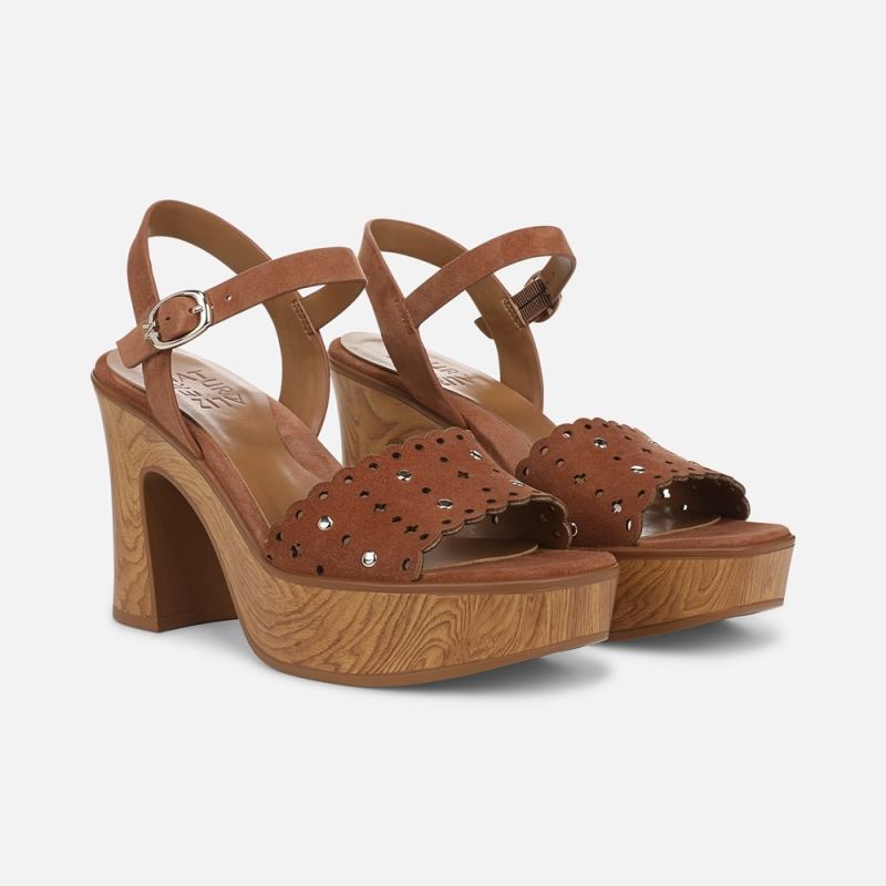 Naturalizer Women's Kira Platform Sandal - English Tea Brown Suede - Click Image to Close