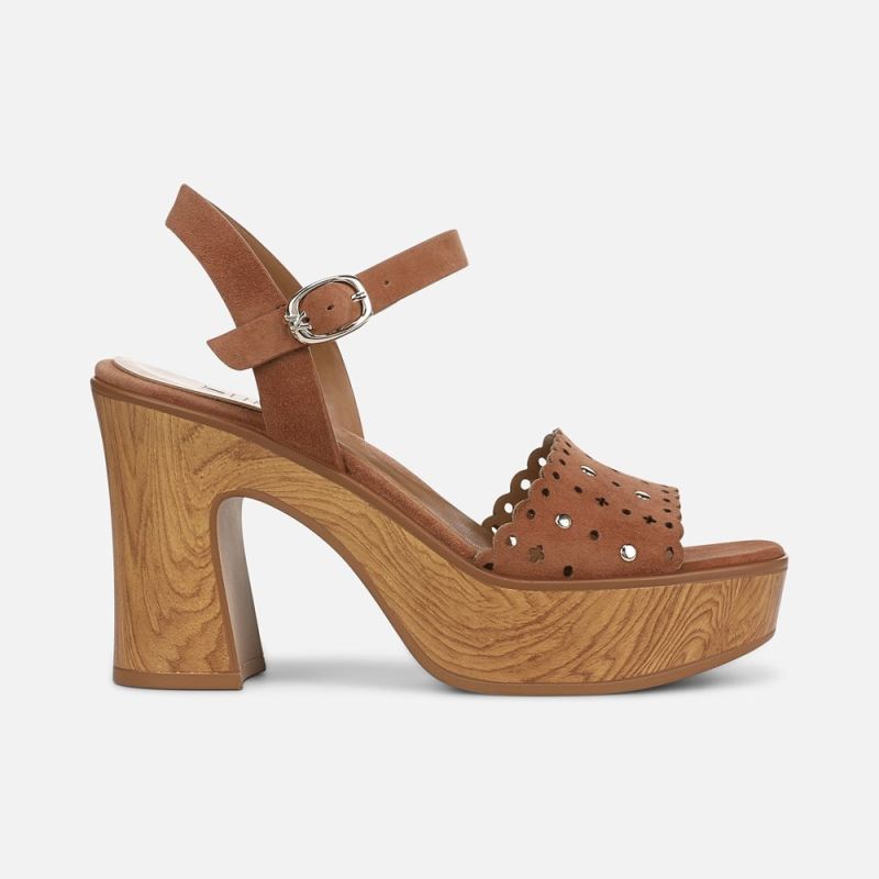 Naturalizer Women's Kira Platform Sandal - English Tea Brown Suede