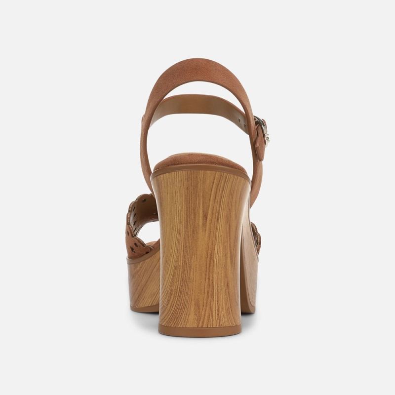 Naturalizer Women's Kira Platform Sandal - English Tea Brown Suede