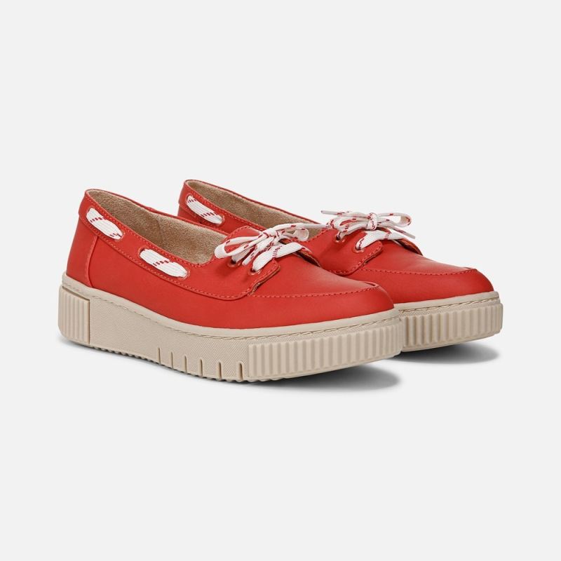 Naturalizer Women's SOUL Tia Boat Shoe - Pepper Red Fabric