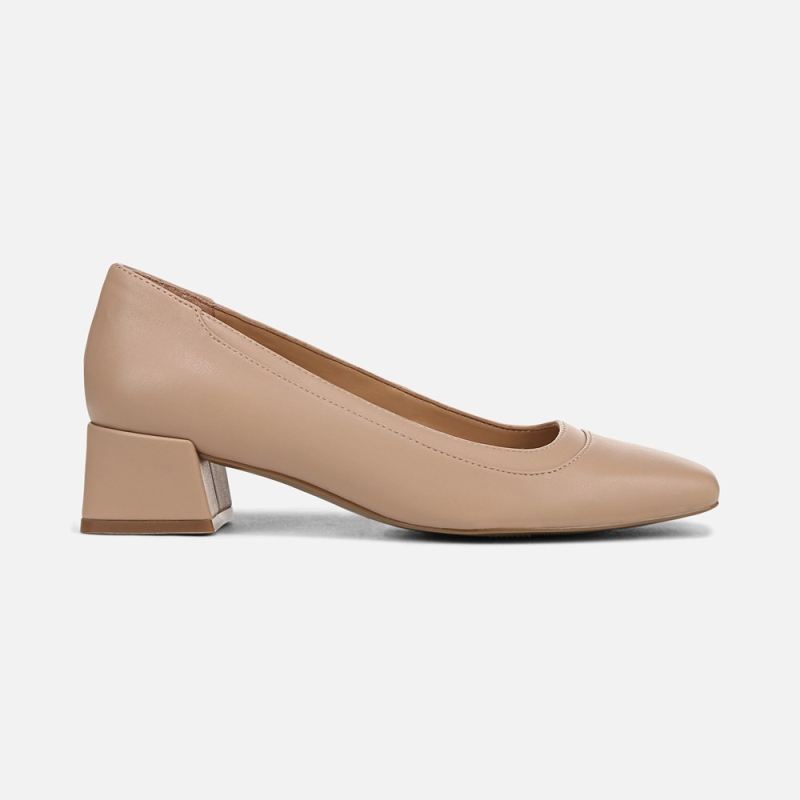 Naturalizer Women's Huntley Block Heel Pump - Crème Brulee Faux Leather