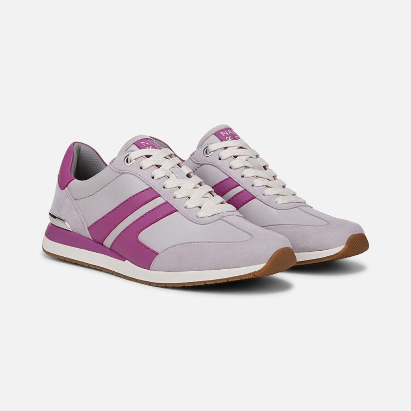 Naturalizer Women's Lorena Lace Up Sneaker - Iced Lilac Fabric \u0026 Suede