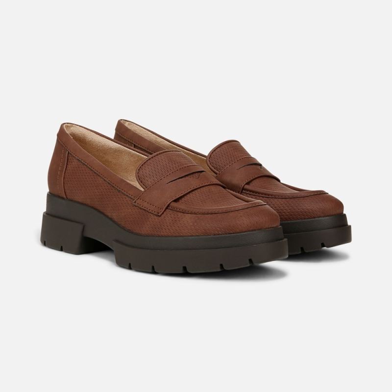 Naturalizer Women's SOUL Ophelia Lug Sole Loafer - Cappuccino Brown Faux Leather