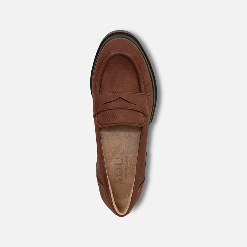 Naturalizer Women's SOUL Ophelia Lug Sole Loafer - Cappuccino Brown Faux Leather