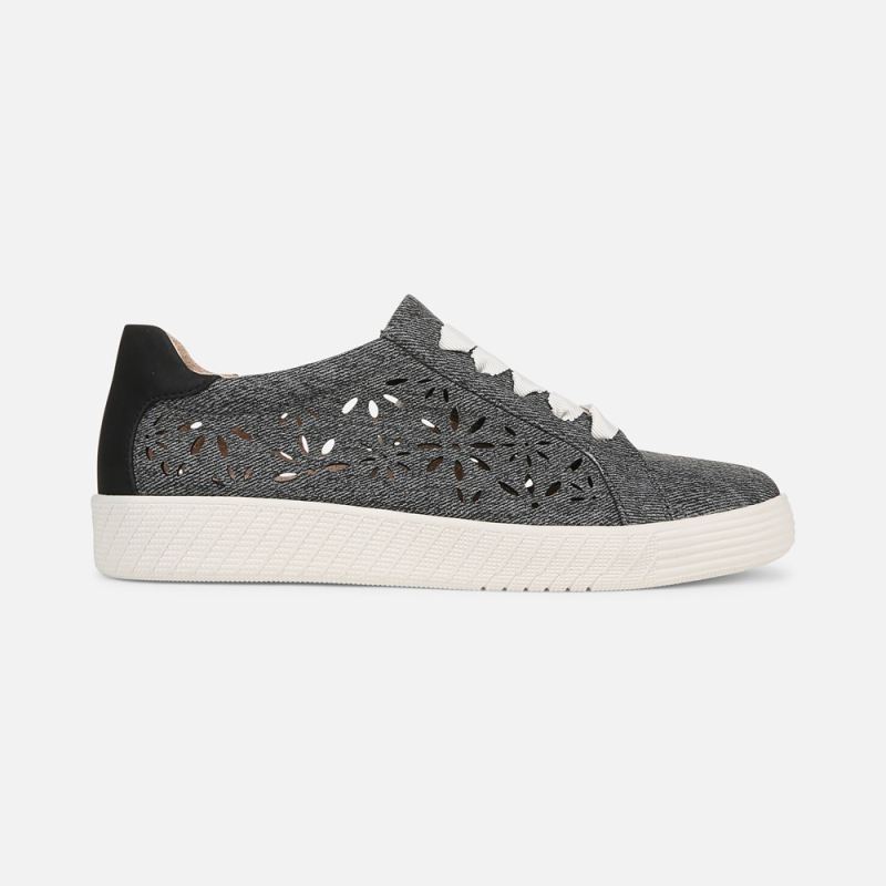 Naturalizer Women's SOUL Neela-Perf Sneaker - Black Denim Pattern Faux Leather