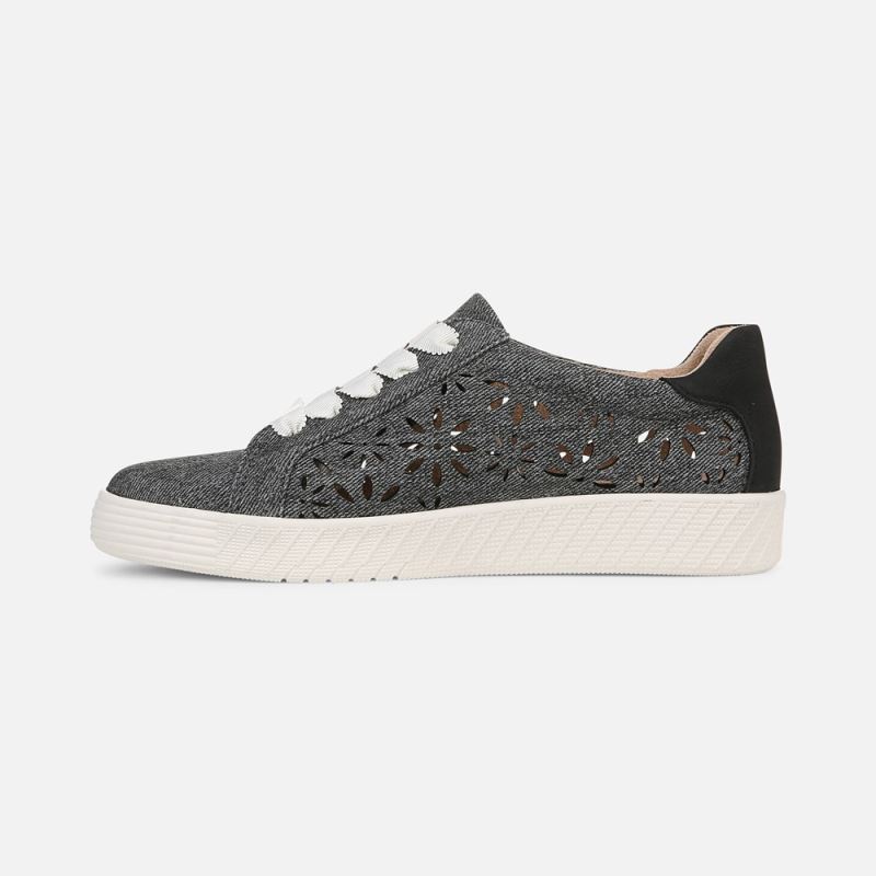 Naturalizer Women's SOUL Neela-Perf Sneaker - Black Denim Pattern Faux Leather