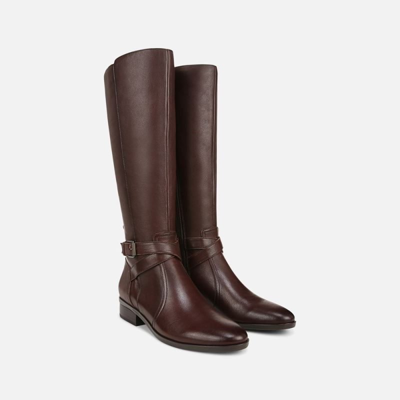 Naturalizer Women's Rena Wide Calf Riding Boot - Chocolate Brown Leather