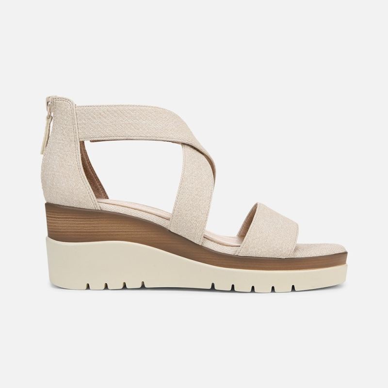 Naturalizer Women's Soul Goodtimes Wedge Sandal - Light Sand Faux Leather