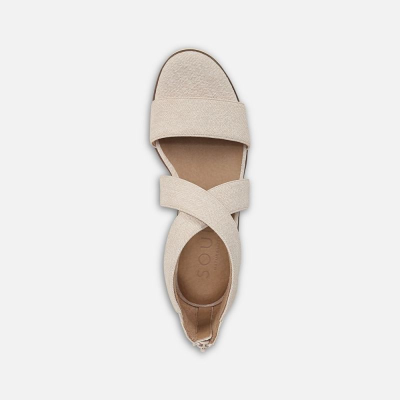 Naturalizer Women's Soul Goodtimes Wedge Sandal - Light Sand Faux Leather