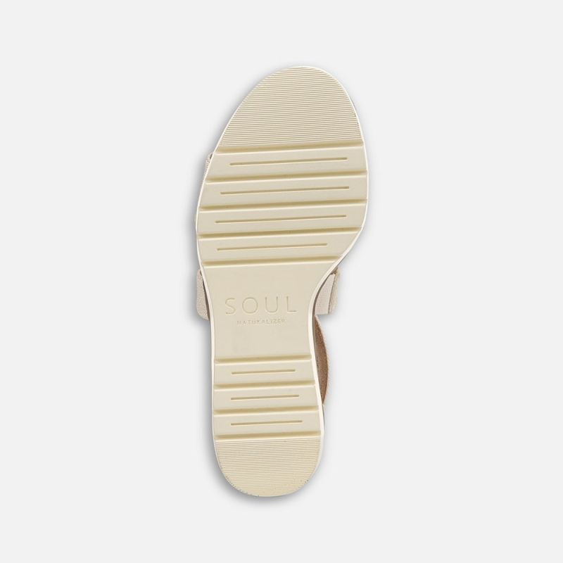 Naturalizer Women's Soul Goodtimes Wedge Sandal - Light Sand Faux Leather