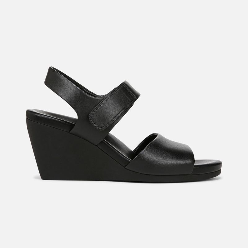 Naturalizer Women's Imani Wedge Sandal - Black Leather