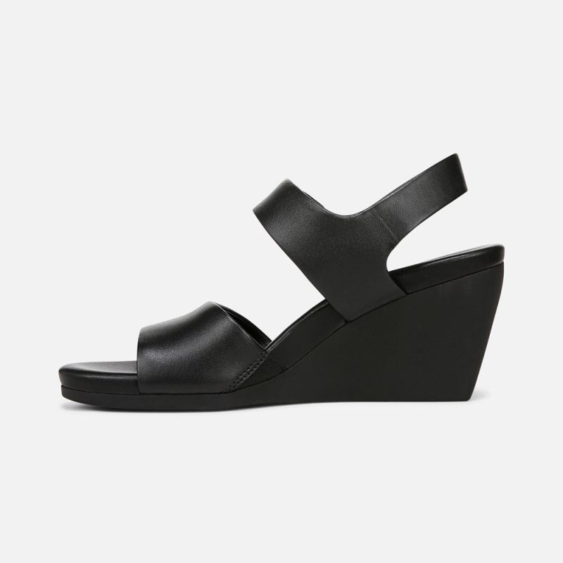 Naturalizer Women's Imani Wedge Sandal - Black Leather